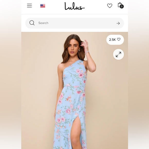 Lulus Dresses & Skirts - Lulus Elegant Admiration Light Blue Floral One-Shoulder Maxi Dress